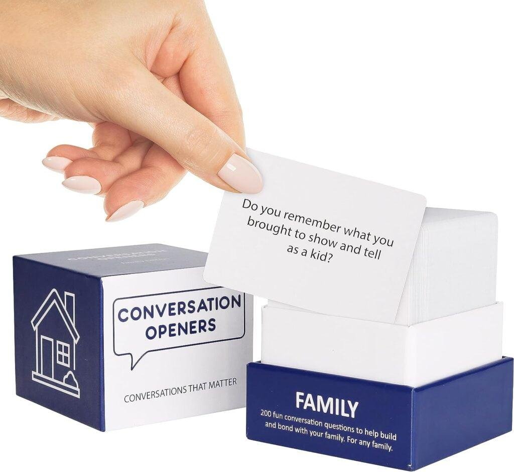 200 Family Conversation Cards - Fun Game - Great for Adults, Kids, and Teens - Questions to Spark Conversations and Build Relationships - for Game Night, Parties, or Road Trips